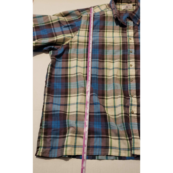 Jonathan Quale Plaid Regular Fit Brown and Blue Button Down Men's Shirt Size 3XL - Picture 4 of 7